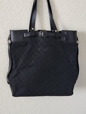 Gucci Black Monogram Canvas Shopper Tote